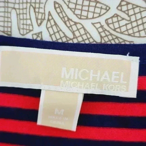 MICHAEL Michael Kors Striped Lace up Mini Shift Dress Medium Unlined - Picture 6 of 8